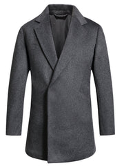 Men's Wool Blend Trench Coat Slim Fit Lapel Overcoat