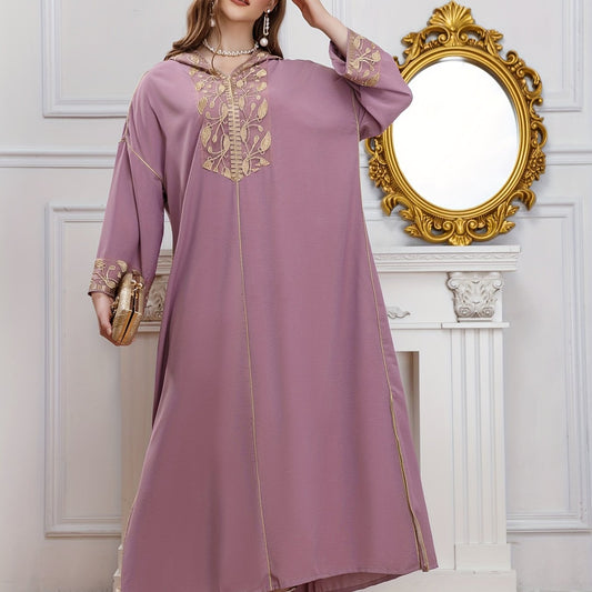  Abaya Dress Women's Plus Leaf Print Long Sleeve Maxi Jalabiya