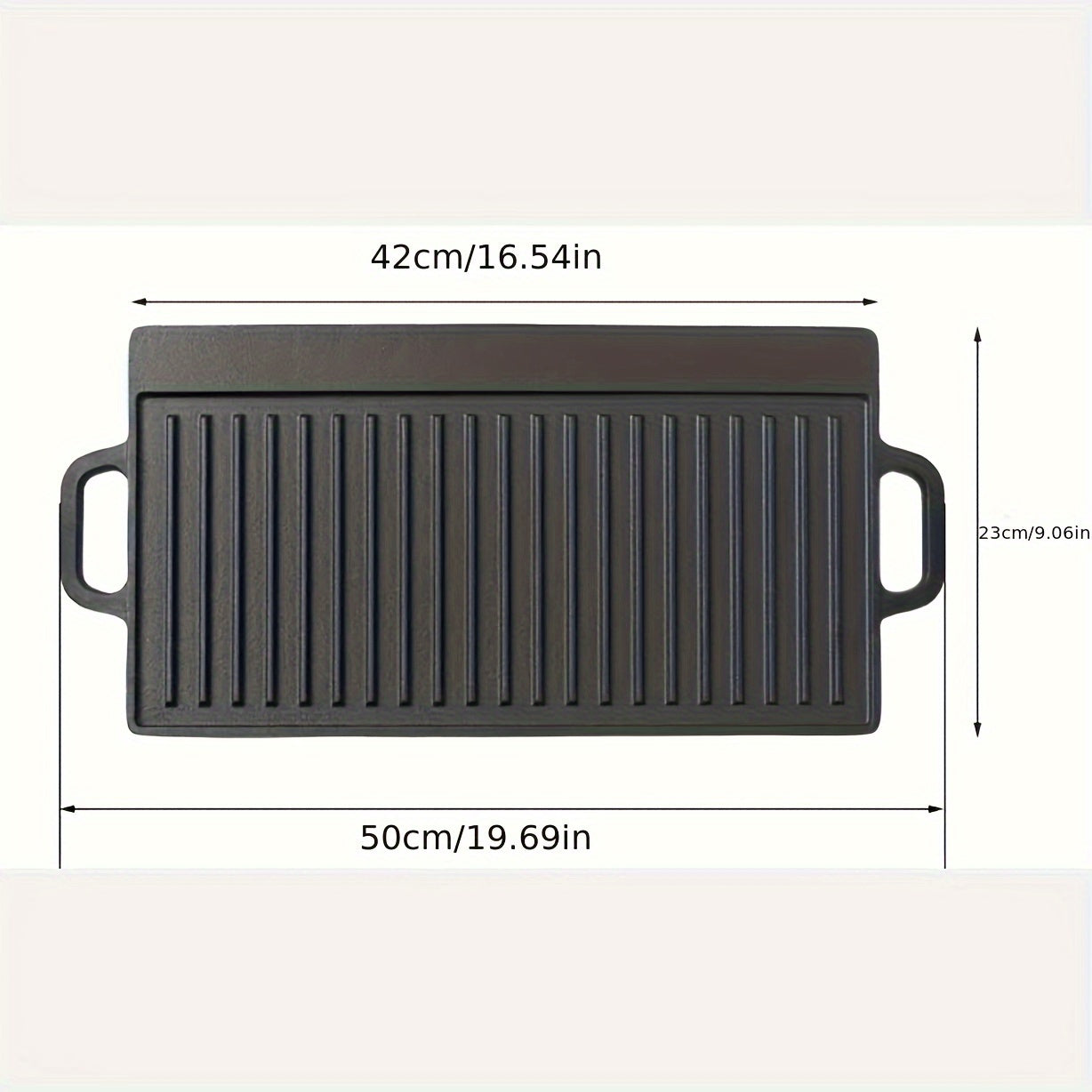1pc Cast Iron Reversible Grill Pan For BBQ