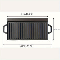 1pc Cast Iron Reversible Grill Pan For BBQ