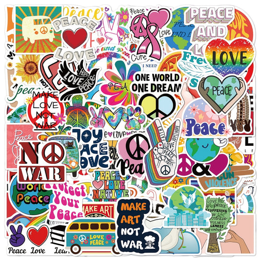 50-100pcs World Peace Cartoon Phone Case Stickers Waterproof DIY Stickers