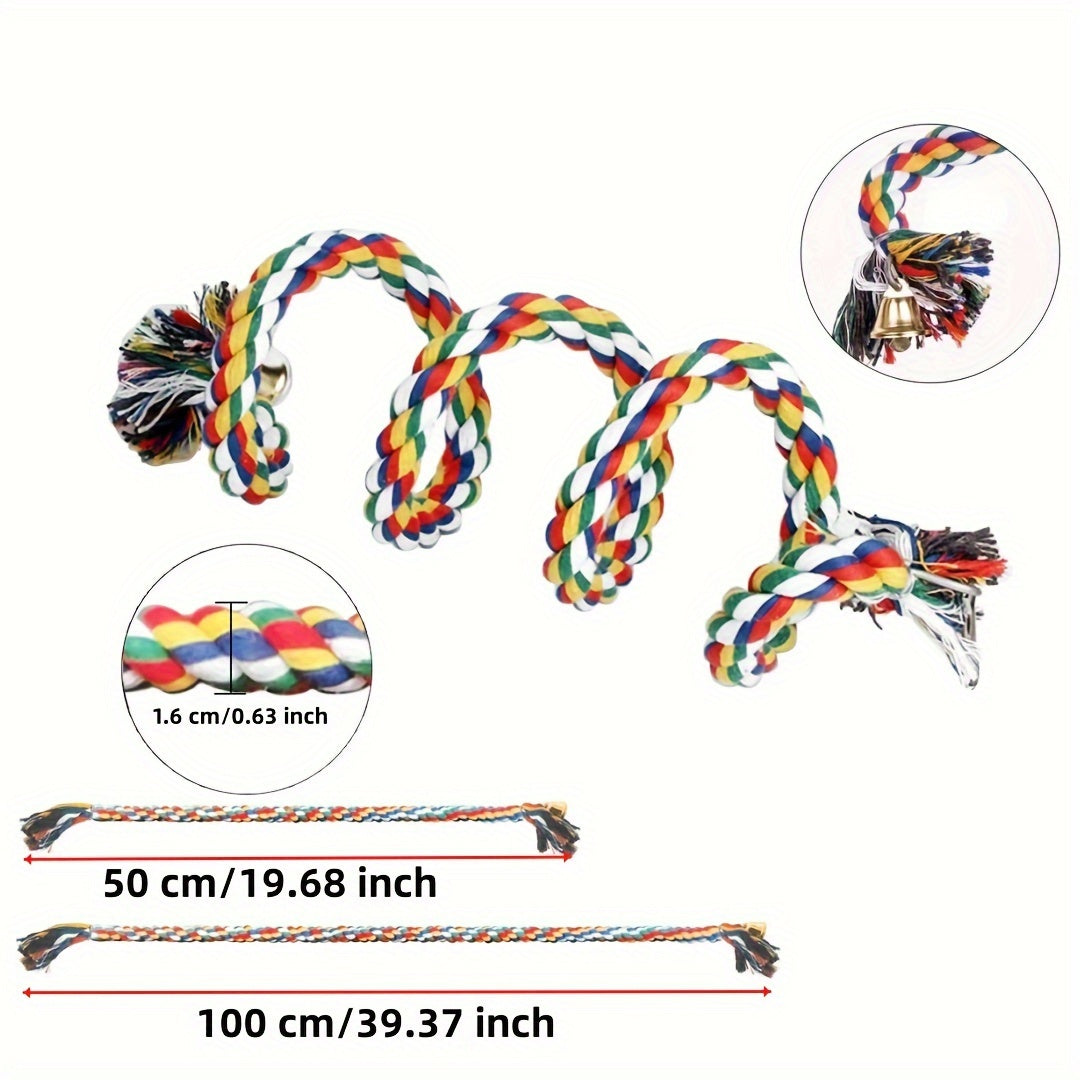 Bird Spiral Rope Habitat Parrot Spiral Ladder Cage Accessories with Bells