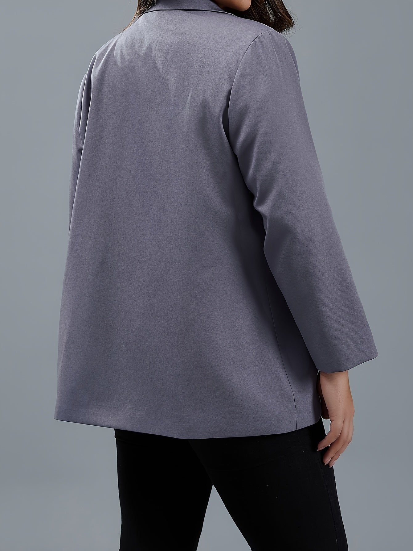  Basic Blazer Solid Long Sleeve Lapel Collar Button Blazer