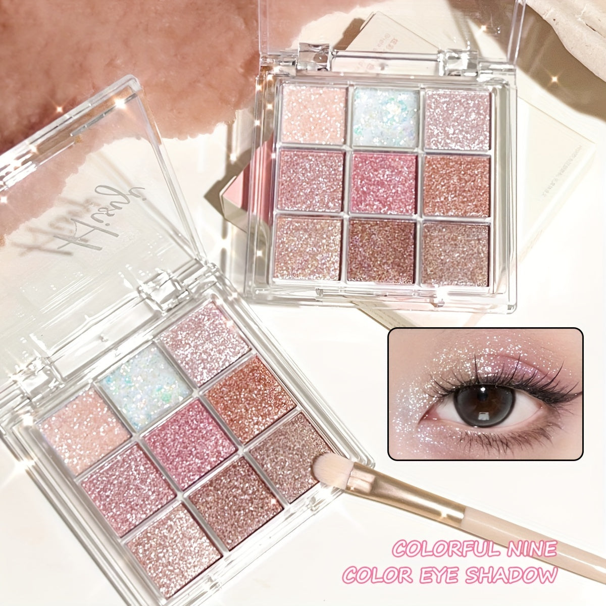 Glitter Eyeshadow Palette - Romantic Rose Tones for Festive Makeup