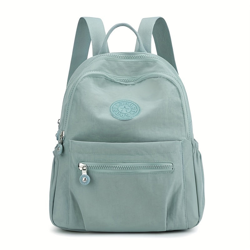 Nylon Zipper Backpack Preppy Style Backpack With Adjustable Strap