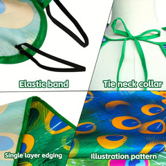 Green Peacock Feather Costume Cape for Women Halloween Party Dress Up