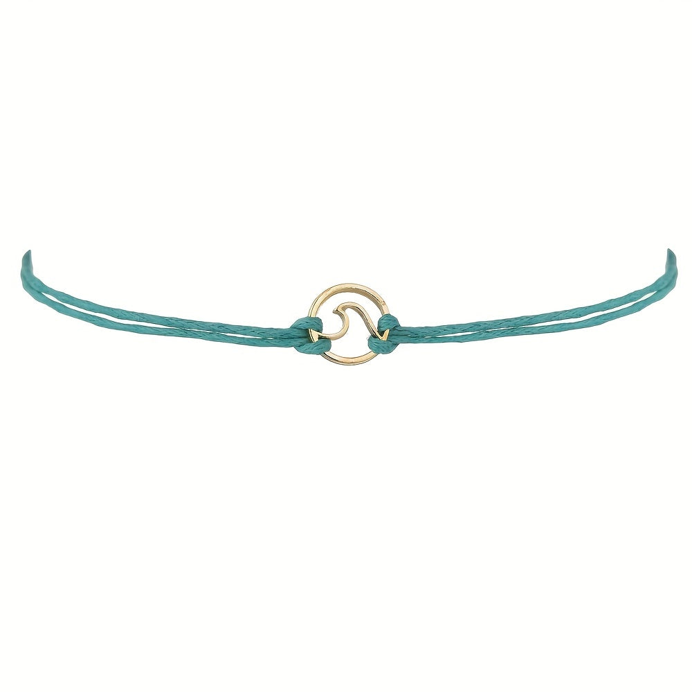 5 Pcs Ocean Style Wax Thread Anklet Set Rope Rice Beads Ankle Bracelet