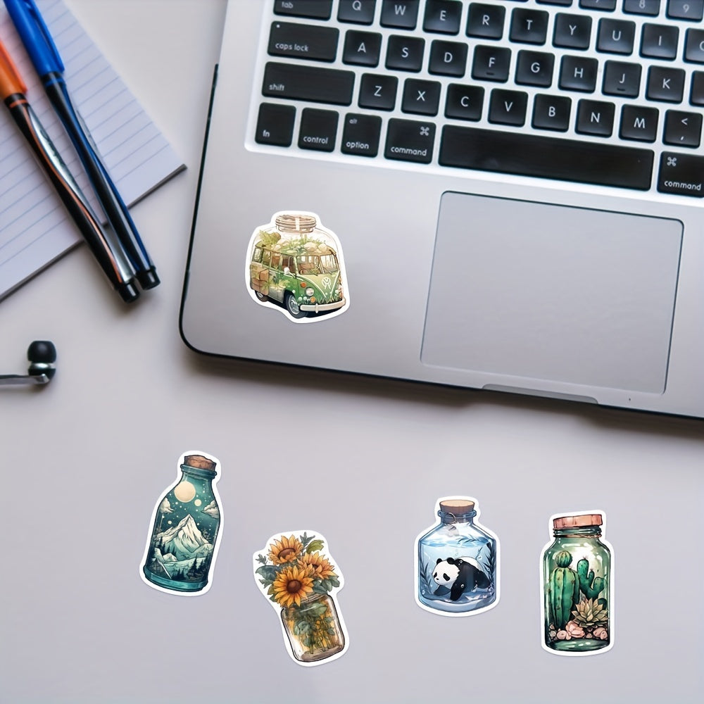 50pcs Dreamy Cartoon Animals Flowers Waterproof Stickers