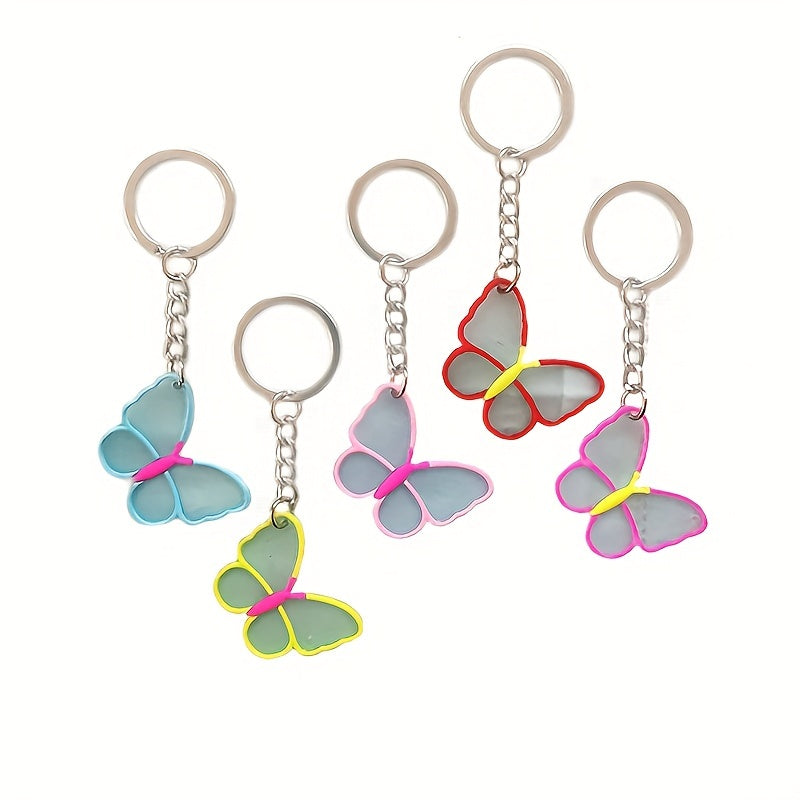 22pcs PVC Butterfly Keychain Key Ring Pendant Bag Accessory For Girls Women