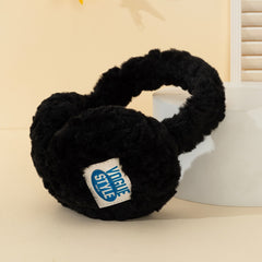 Unisex Plush Earmuffs English Print Contrast Foldable Skiing Vacation Winter