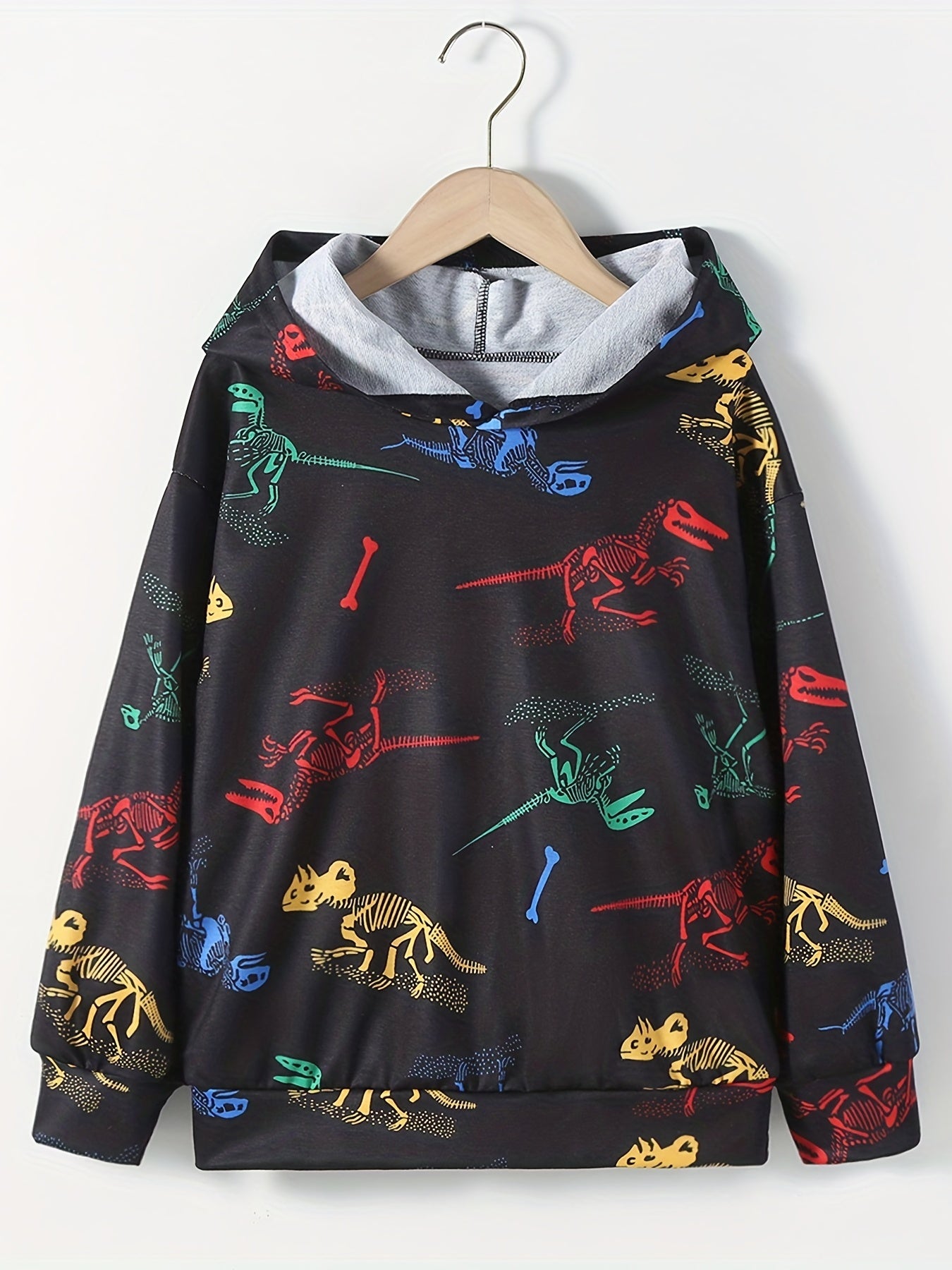 Dinosaur Skeleton Pattern Kid's Hoodie for Halloween