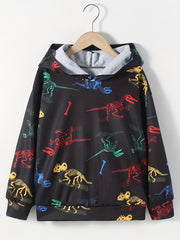 Dinosaur Skeleton Pattern Kid's Hoodie for Halloween