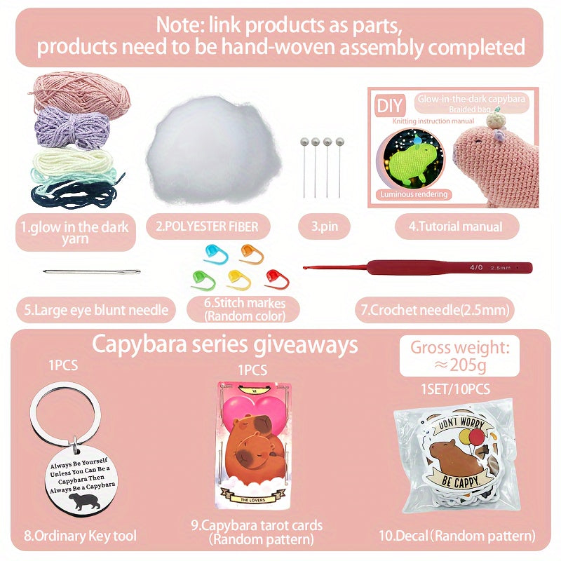 Luminous Capybara Hook Knitting Material Package Christmas Gift