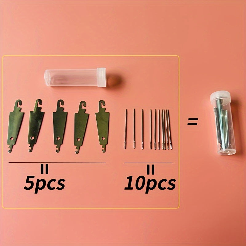 16pcs Cross Stitch Tool Stainless Steel Threader Leader Needle