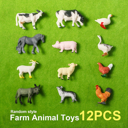 12pcs Mini Farm Animal Plastic Toys, Lifelike Farm Animal Figurines for Garden