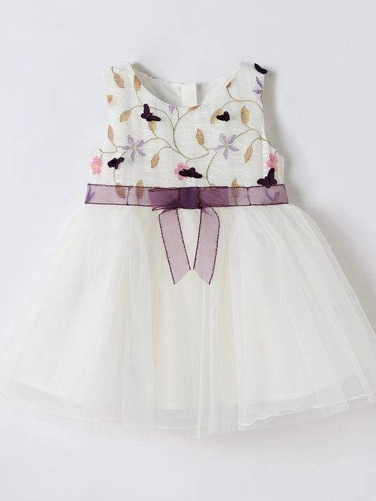 Girls Sleeveless Embroidered Bow Tulle Tutu Princess Dress