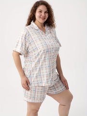  Plaid Print Short Sleeve Pajama Set