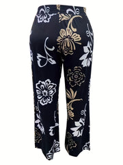  Women's Floral Print High Rise Wide Leg Pants