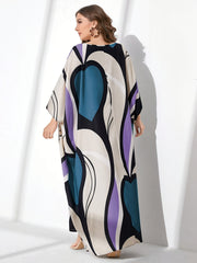  Women's Random Print Batwing Maxi Dress