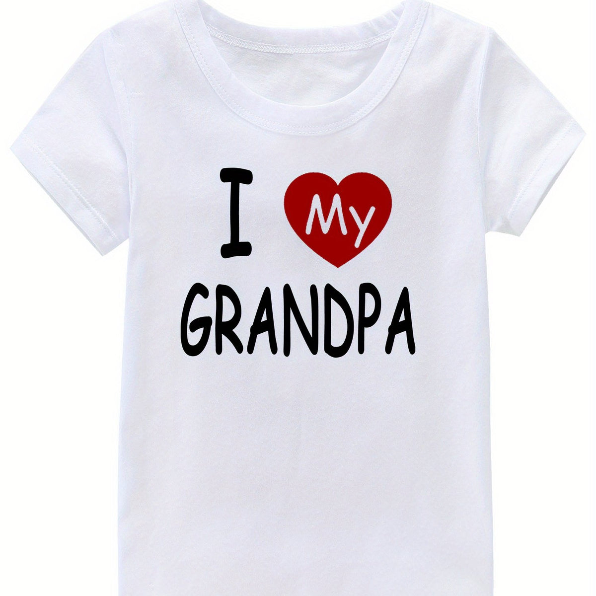 I Love My Grandpa Print Girl's Cotton T-shirt Summer Tee