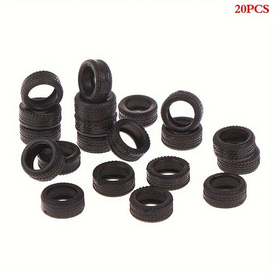 20pcs 1 64 Tire Skin Car Model Scene Accessories Tire Wheels Car Model Scene