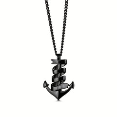 Personalized Stainless Steel Anchor Bar Necklace Custom Lettering Pendant