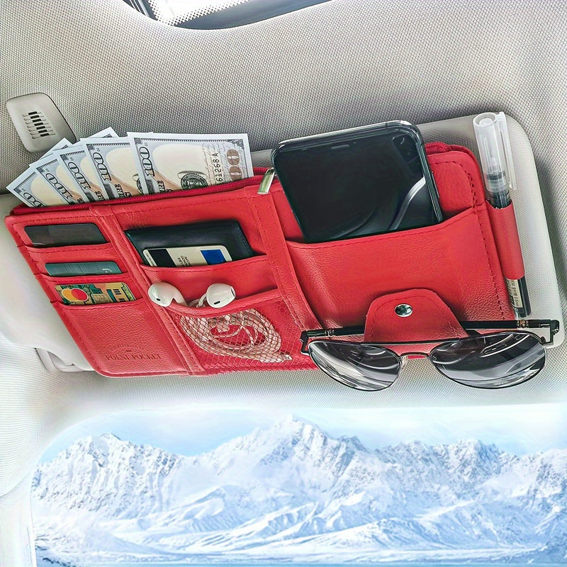 Car Sun Visor Organizer Storage Bag Sunglasses Holder Zipper Pouch