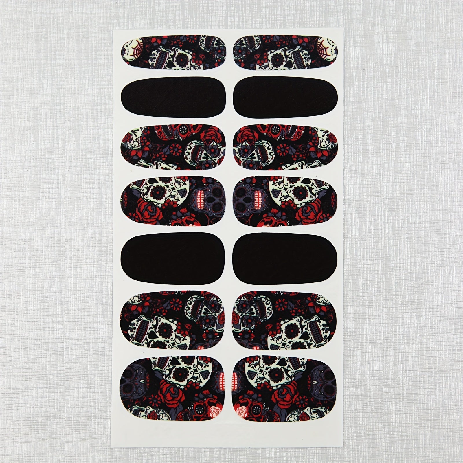 14 Sheets Halloween Nail Wraps Art Stickers Skull Pattern DIY Self Adhesive