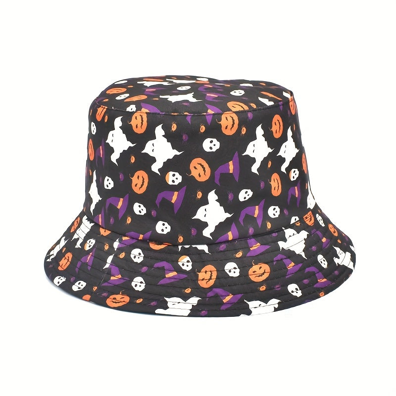 Skull Ghost Print Bucket Hat Halloween Cartoon Sunscreen Basin Hats
