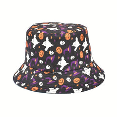 Skull Ghost Print Bucket Hat Halloween Cartoon Sunscreen Basin Hats