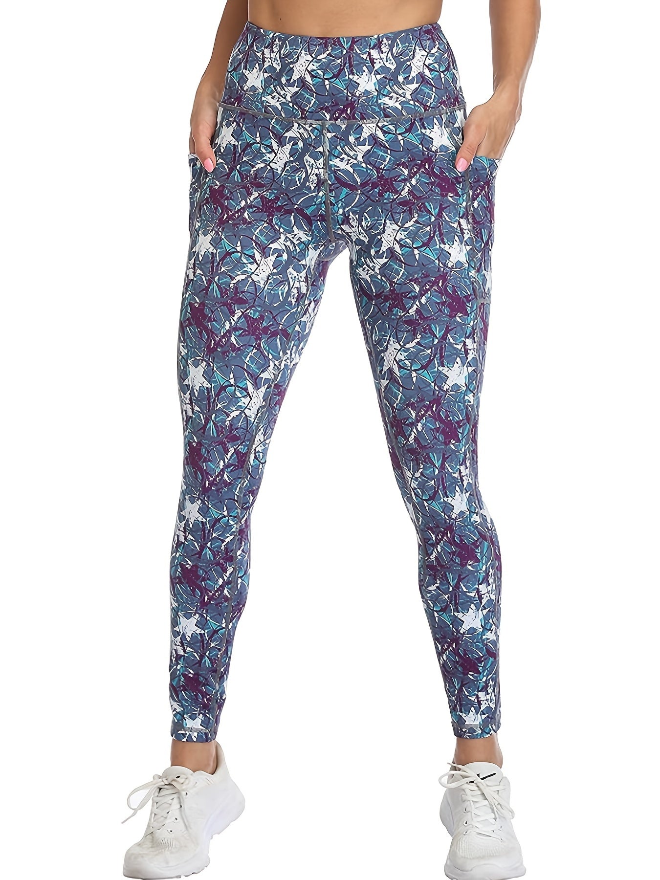 Star Graphic Yoga Leggings High Waist Workout Running Gym Pants Women's