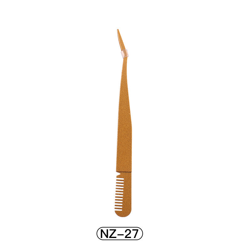 Stainless Steel 2 in 1 Eyelash Tweezers and Curling Clip Beauty Tool