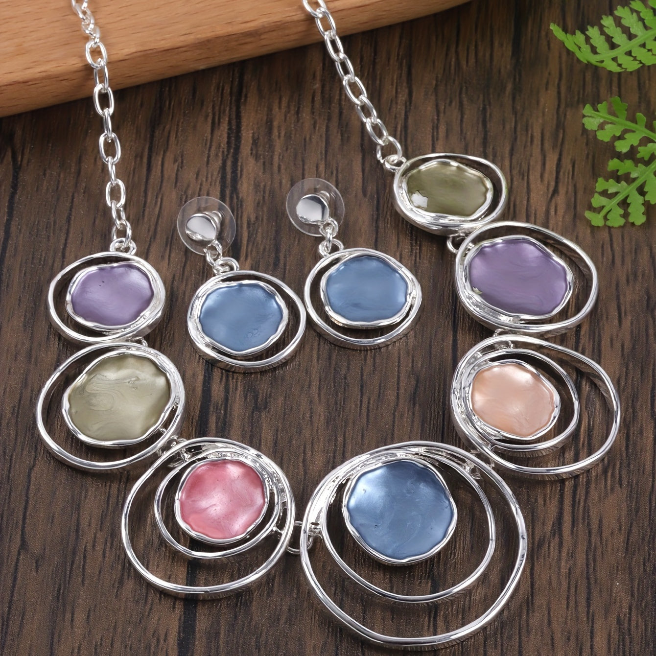 Boho Style 3pcs Necklace & Earrings Set, Summer Vacation Jewelry