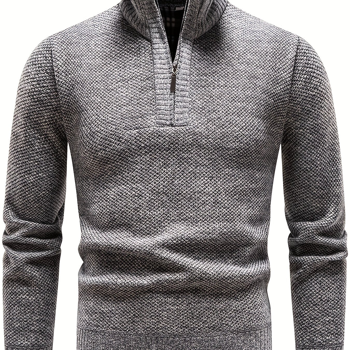 Men's Herringbone Twill Pullover Sweater - Fall Winter High Neck Stretch Jacket