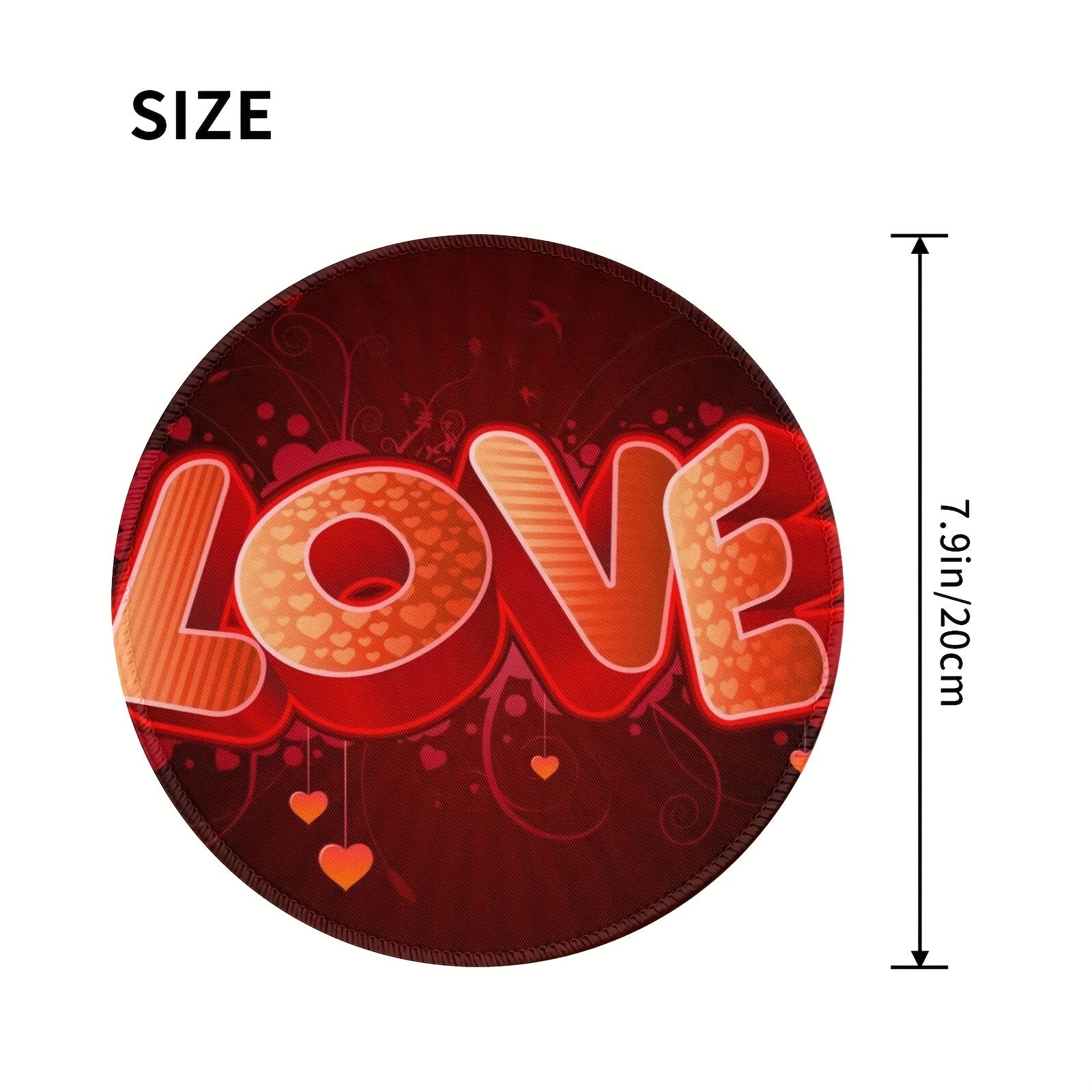 LOVE Font Pattern Round Mouse Pad 20x20cm For Games Home Office