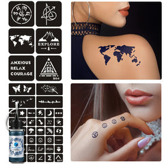 Geometric Animal Word Tattoo Stencil & Dye Paste Set