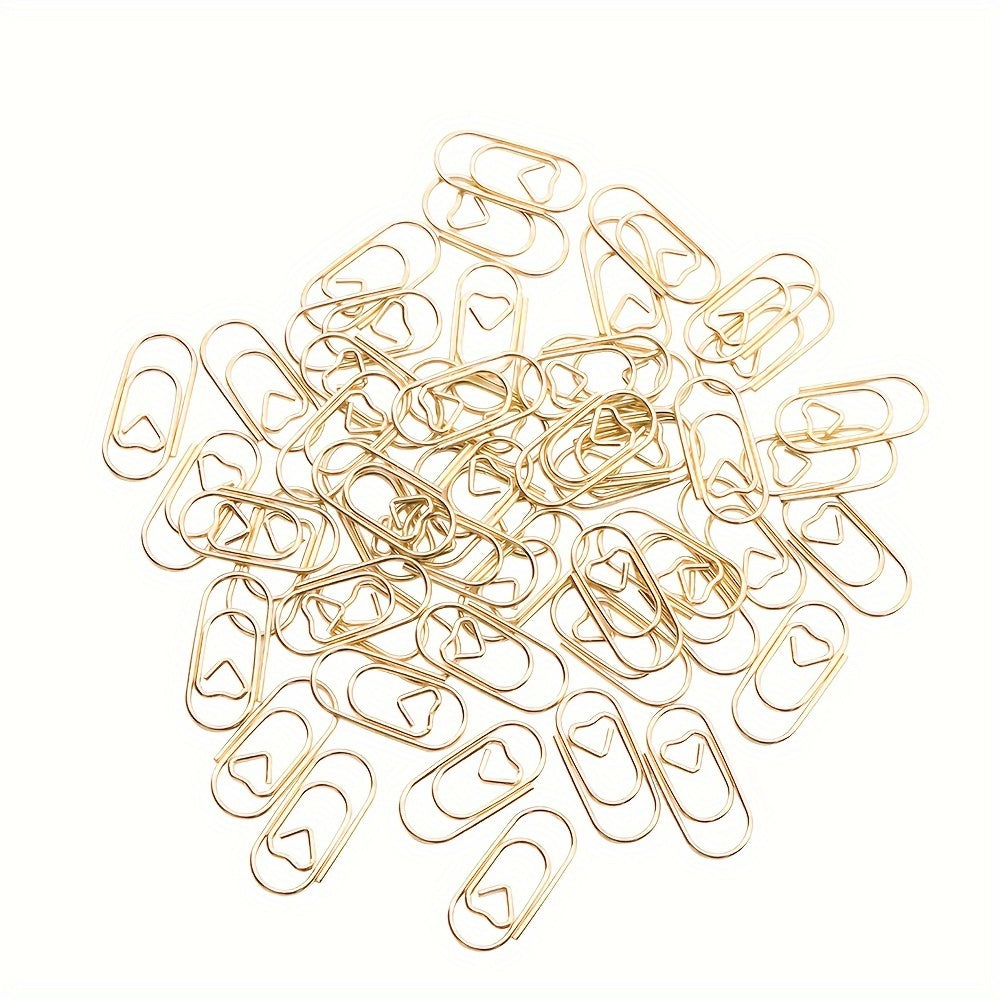50pcs Heart Shape Paperclips for Office School Organizer Supplies