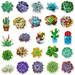 50pcs Waterproof Succulent Stickers Water Bottle Laptop Skateboard Scrapbook