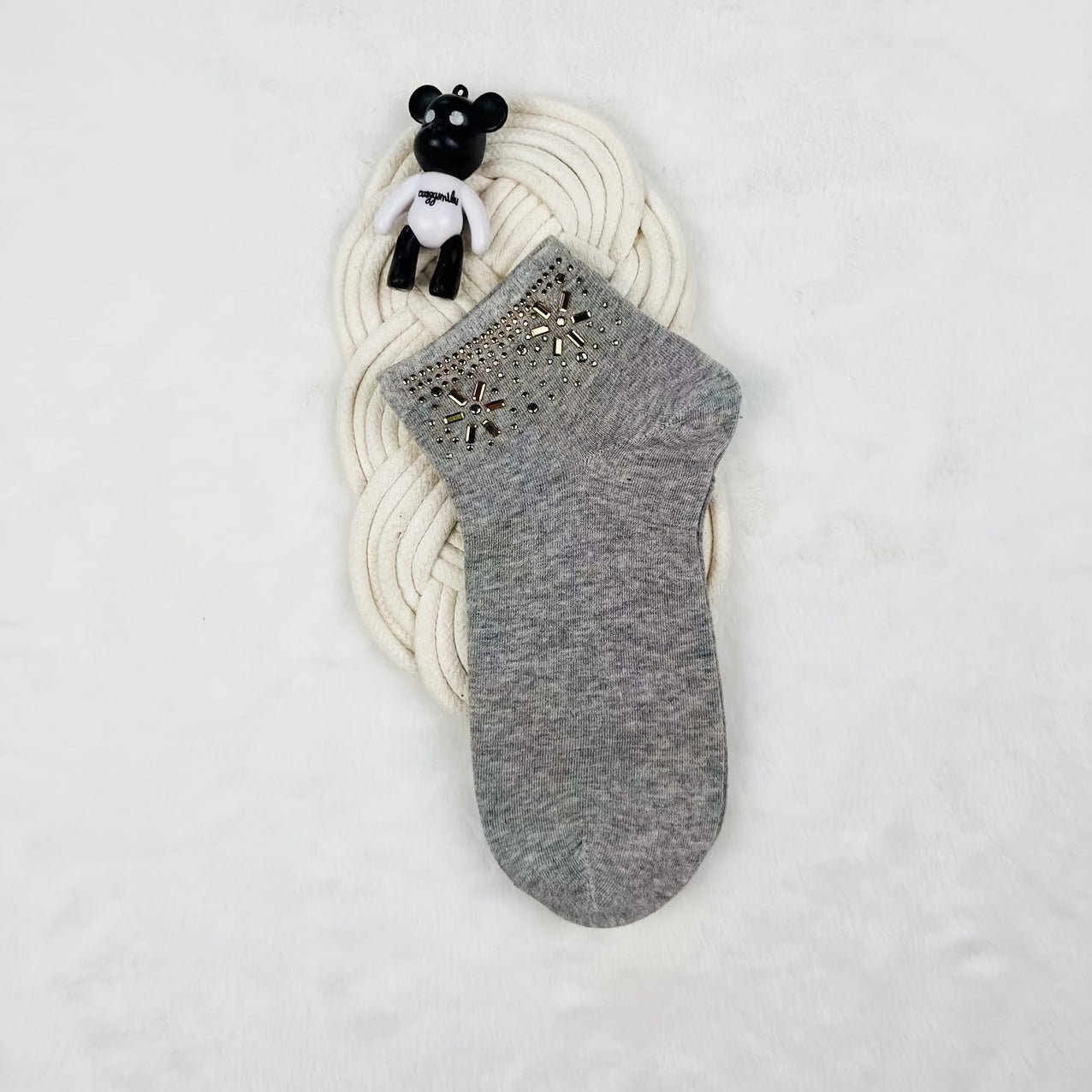 Sparkle Rhinestone Crew Socks for Women