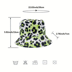 Leopard Print Bucket Hat Reversible Sunscreen Cap Fisherman Cap