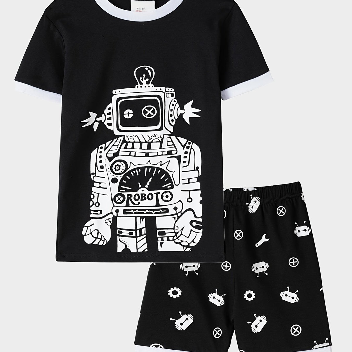 Boys Robot Pajamas Set Short Sleeves Tops & Bottoms