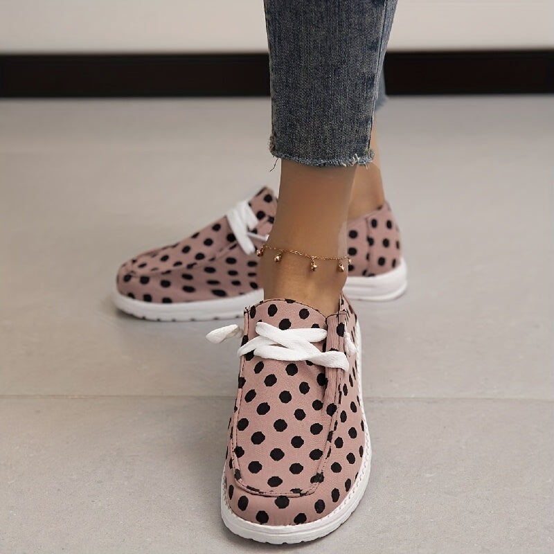 Women's Polka Dot Canvas Shoes Lace Up Lightweight Low Top Shoes