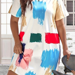 Colorful Graffiti Print Lounge Dress Crew Neck Tank Home Dress