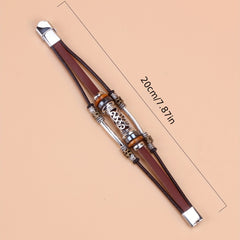 Men's Ethnic Style Hollow Elbow Beaded Leather Bracelet