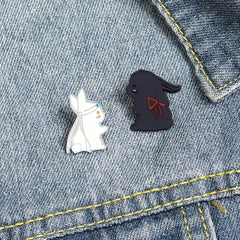 2pcs Cartoon And Rabbit Brooches Enamel Baking Varnish Rabbit Pin Collar