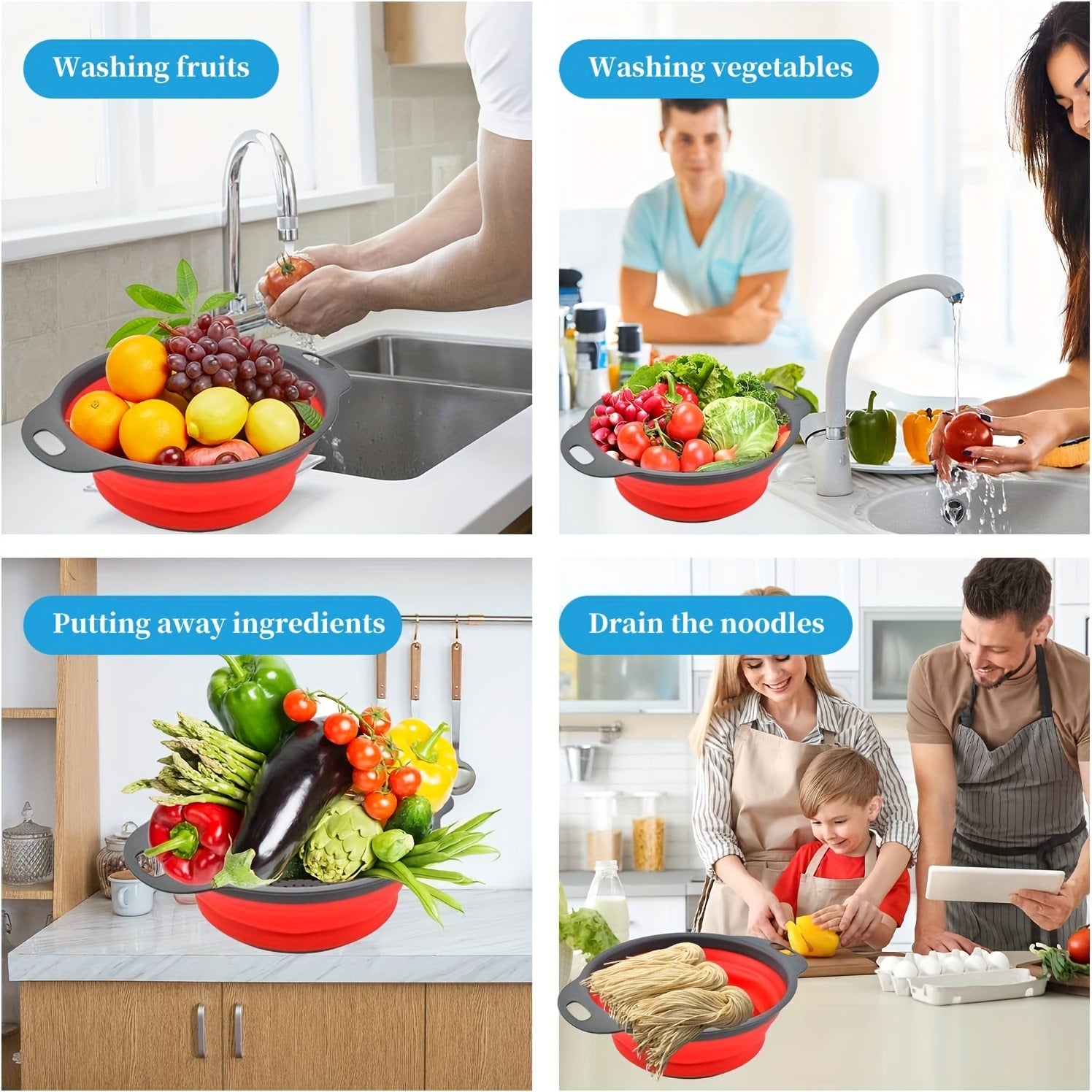 Foldable Silicone Colander for Kitchen Sink