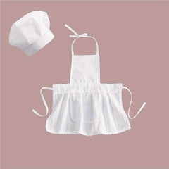 2pcs Baby Chef Hat Set Newborn Photography Props Junior Apron Kitchen Accessorie
