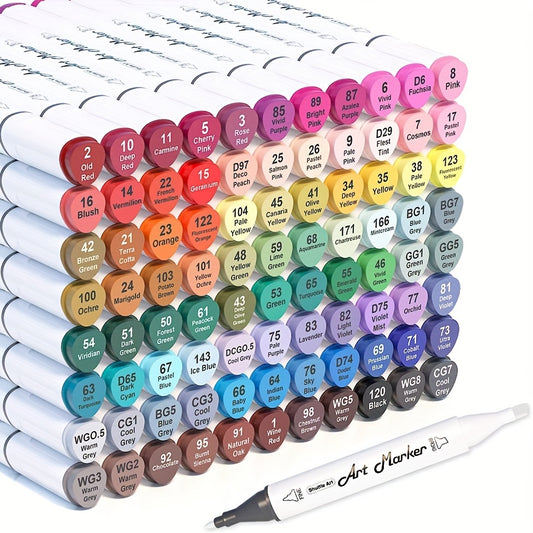 60 Colors Dual Tip Alcohol Markers Set with Storage Box