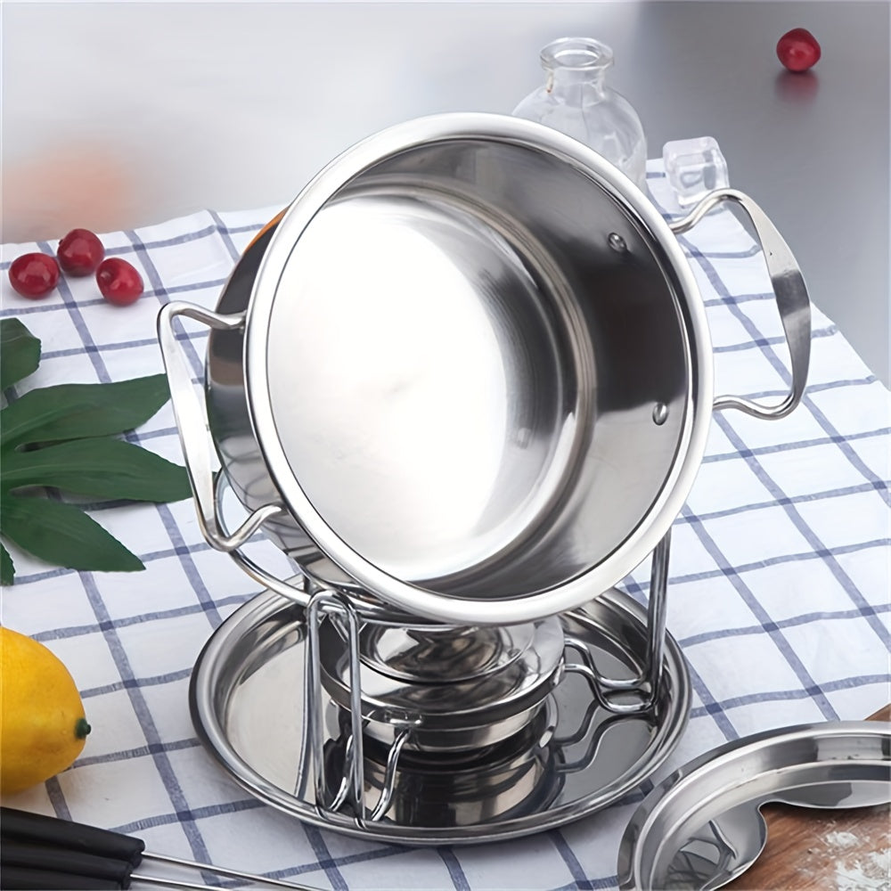 Stainless Steel Chocolate Melting Pot Fondue Set for Restaurant