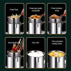 Stainless Steel 40oz Deep Fryer Pot with Handle & Basket